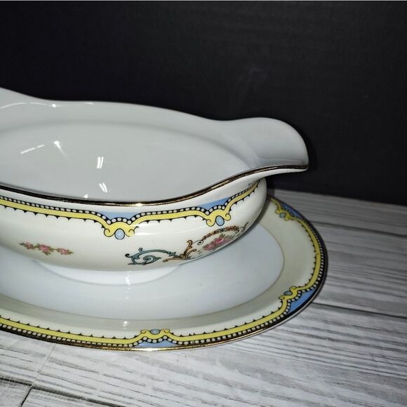 Noritake Morimura Hand Painted Nippon Cornwall Kitchen Gravy Boat & Underplate - Picture 5 of 9